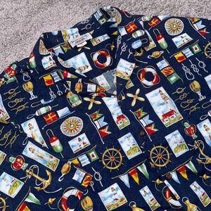 Pacific Legend Hawaiian Shirt Mens Nautical Lighthouse Navy Blue 3XL EXCELLENT